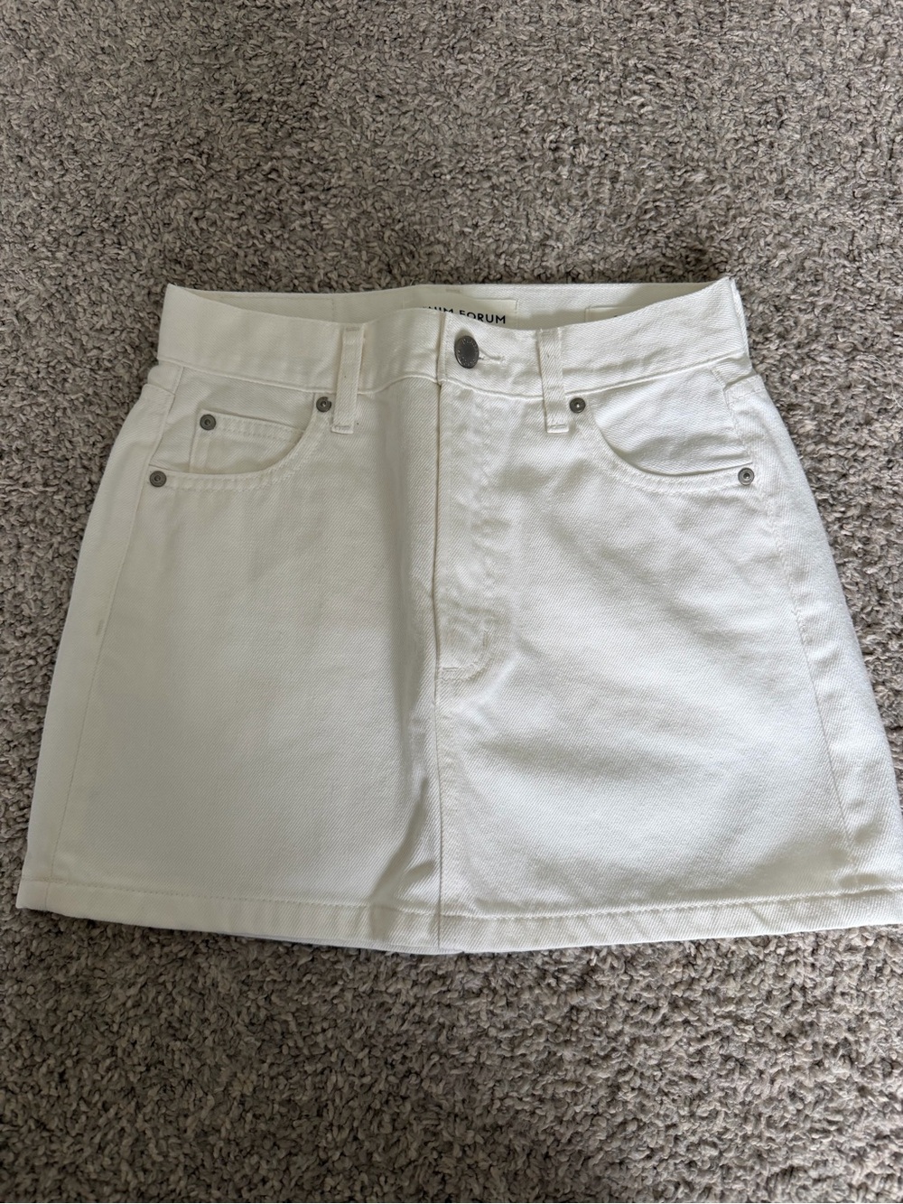 White Denim Forum Mini Skirt